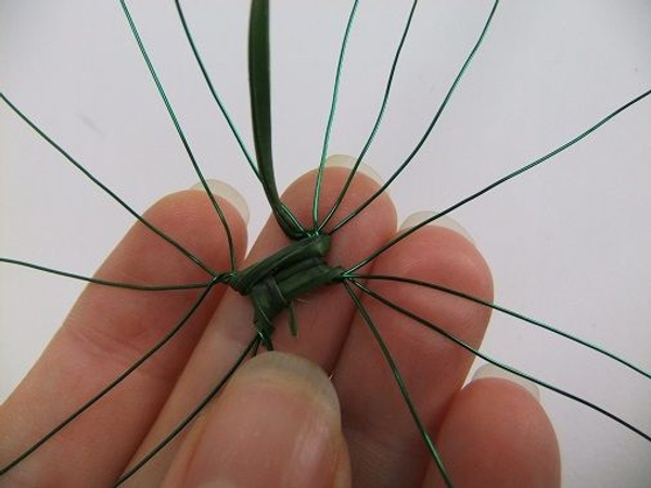 Continue wrapping the wire spiralling around and around from the inside out Continue wrapping the wire spiralling around and around from the inside out