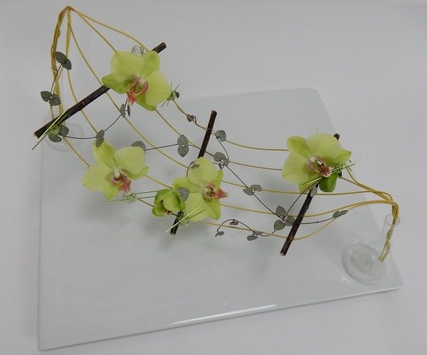 Phalaenopsis orchids and rosary vine design.