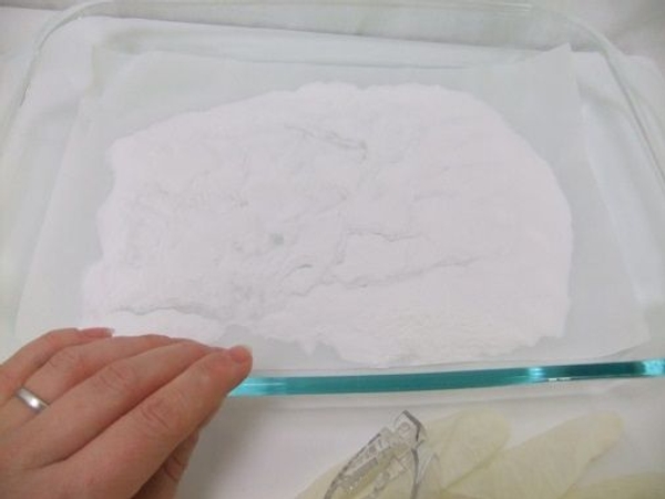 Bake the baking soda in an oven. Bake the baking soda in an oven.