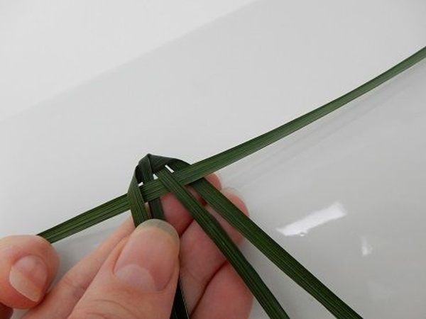 Fold the top blade over to the front and under to the back Fold the top blade over to the front and under to the back