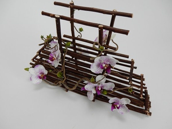 Phalaenopsis orchids, Hazel and strawberry twig Bridal Basket Phalaenopsis orchids, Hazel and strawberry twig Bridal Basket