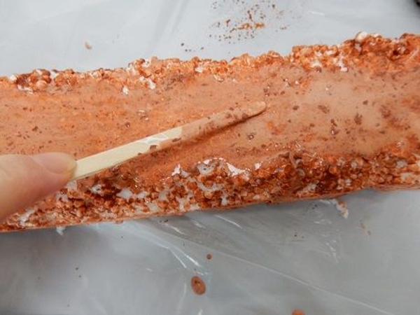 Spread the glue on the Styrofoam shape Spread the glue on the Styrofoam shape