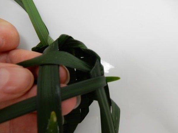 Gather the leaf next to it and weave that through Gather the leaf next to it and weave that through