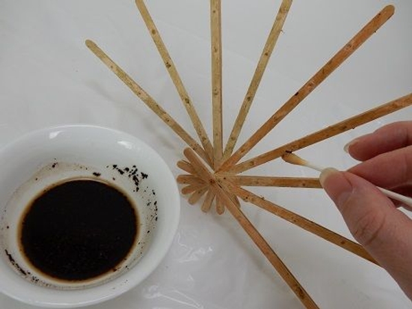 Stain the wood brown with strong coffee Stain the wood brown with strong coffee