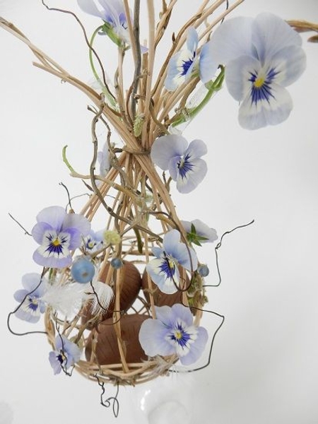 Willow and cane and Viola Spring basket. Willow and cane and Viola Spring basket.