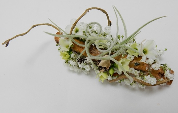Willow twig, Lichen, Spanish Moss, Kalanchoe and Gypsophila corsage Willow twig, Lichen, Spanish Moss, Kalanchoe and Gypsophila corsage