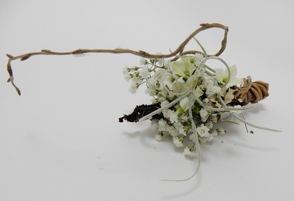 Willow twigs, Lichen, Spanish Moss, Kalanchoe and Gypsophila corsage Willow twigs, Lichen, Spanish Moss, Kalanchoe and Gypsophila corsage