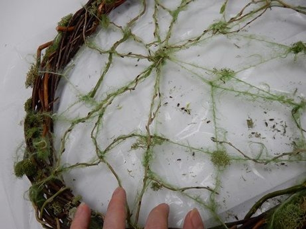 Gently wrap each stem around the wool to cover the entire armature Gently wrap each stem around the wool to cover the entire armature