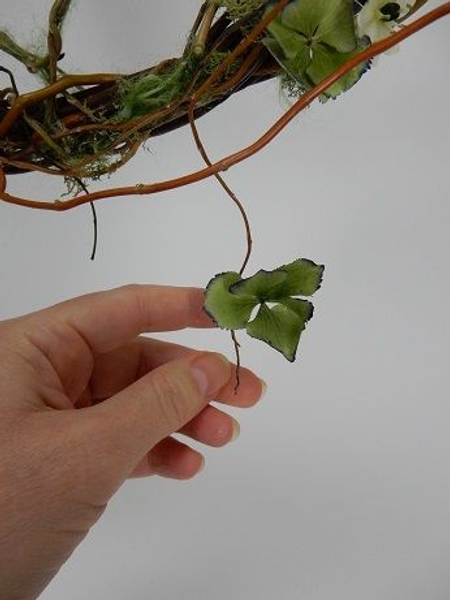 Glue in dried hydrangea florets. Glue in dried hydrangea florets.