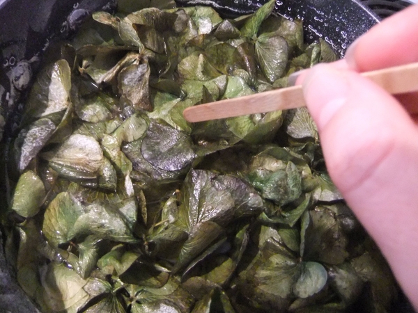 Gently simmer the petal soup for an hour and a half to two hours.