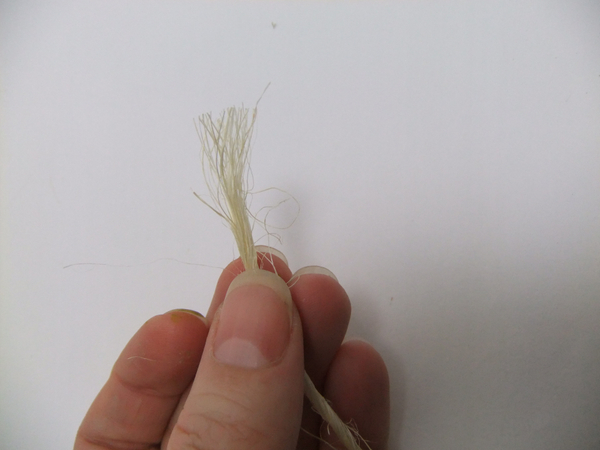 Unravel a section of sisal string