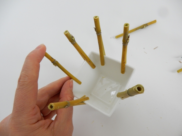 Gently press down on the bamboo to make sure it stands securely Gently press down on the bamboo to make sure it stands securely