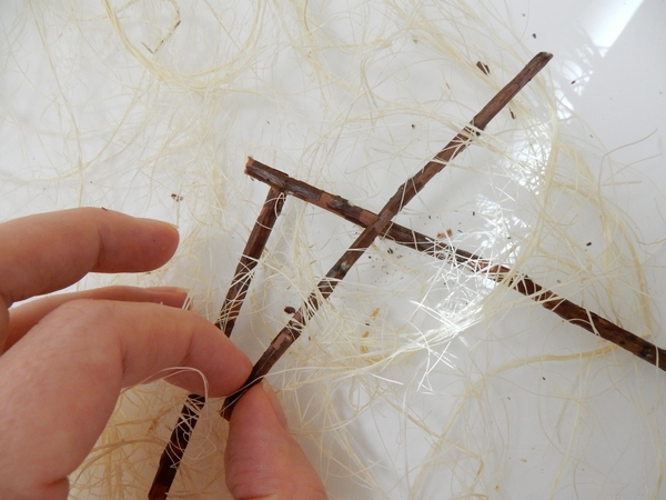 Keep adding twigs crossing them at random places Keep adding twigs crossing them at random places