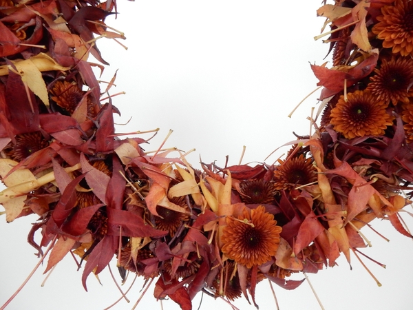 Chrysanthemum and fall leaf wreath Chrysanthemum and fall leaf wreath