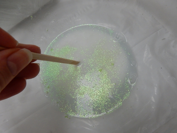 Thin wood glue with warm water and add a sprinkle of extra fine glitter Thin wood glue with warm water and add a sprinkle of extra fine glitter