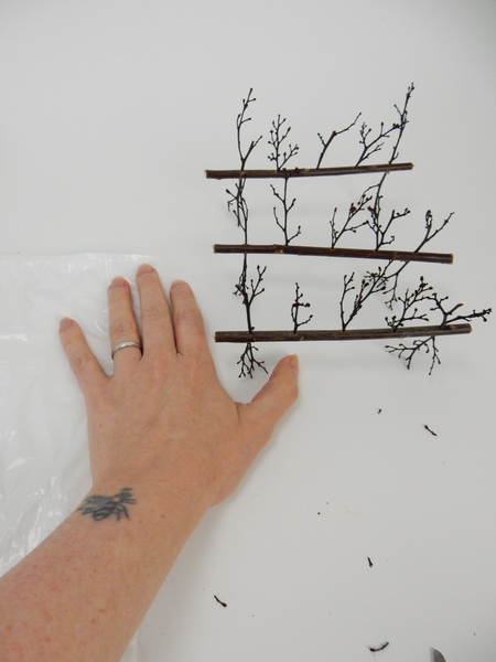 Stand the twig armatures and adjust to make sure it is balanced by snipping away some of the stick ends Stand the twig armatures and adjust to make sure it is balanced by snipping away some of the stick ends