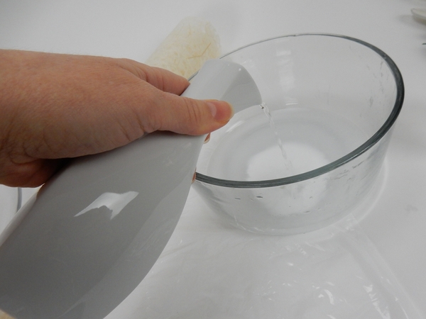 Pour out some wood glue into a container and thin the glue with warm water. It should be a milky consistency Pour out some wood glue into a container and thin the glue with warm water. It should be a milky consistency