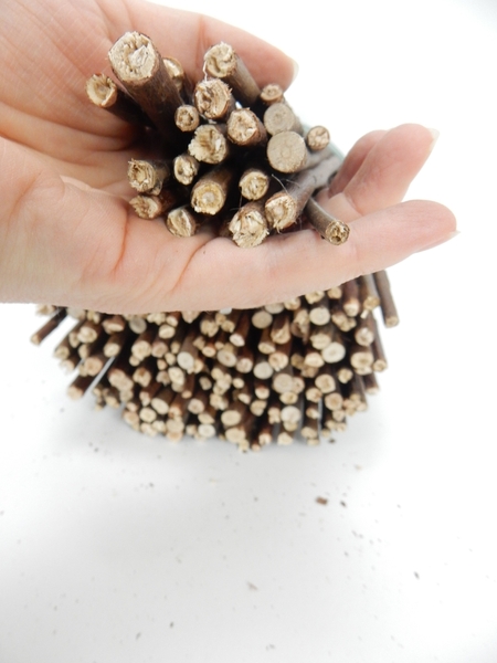 Fill the glass container with twigs Fill the glass container with twigs