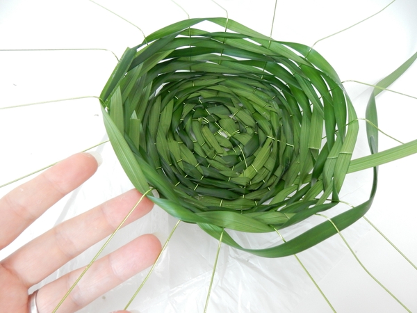 Move all the way around spacing out the strands to radiate Move all the way around spacing out the strands to radiate