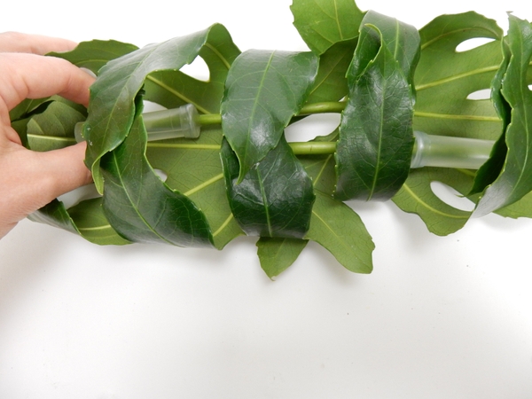 Wiggle the leaves so that they nestle into each other creating a tube Wiggle the leaves so that they nestle into each other creating a tube