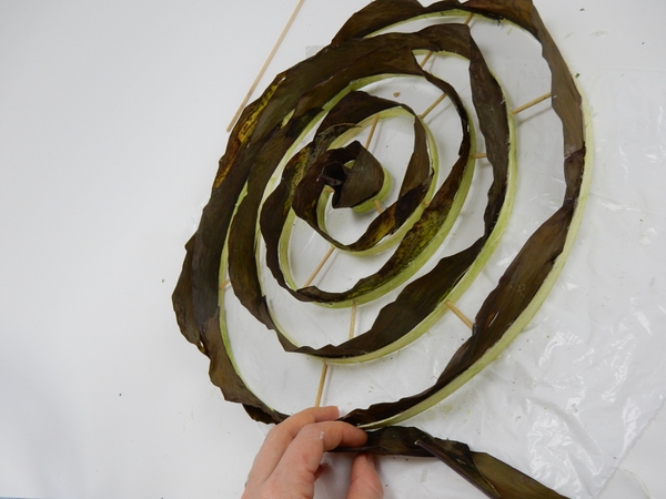 Cover the outside of the cane coil spiral Cover the outside of the cane coil spiral