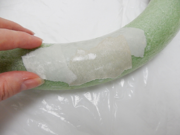 and cover the foam wreath frame and cover the foam wreath frame