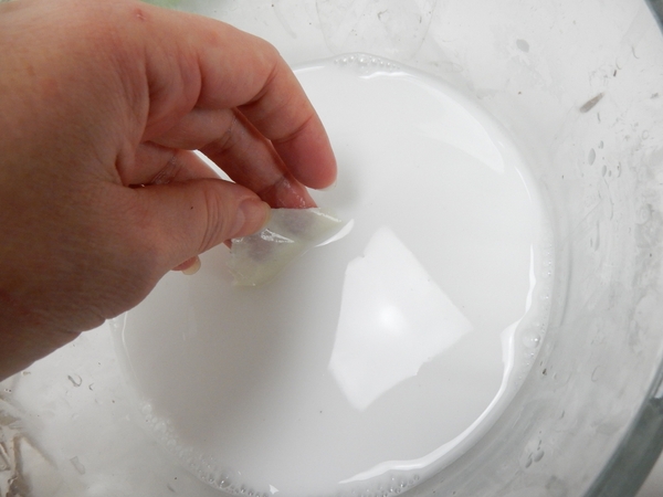 Soak some torn newsprint paper in a warm water and wood glue mixture Soak some torn newsprint paper in a warm water and wood glue mixture