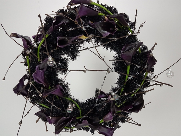 Black Arum Lily wreath design Black Arum Lily wreath design