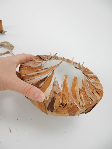 Glue in a second layer of bark Glue in a second layer of bark