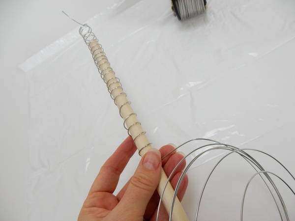 Move down the dowel to create a continues coil Move down the dowel to create a continues coil