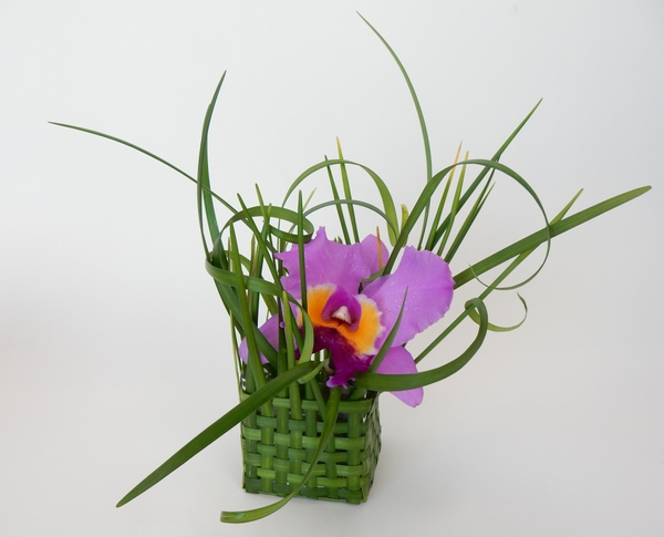 What is in a basket of spectacular floral art design