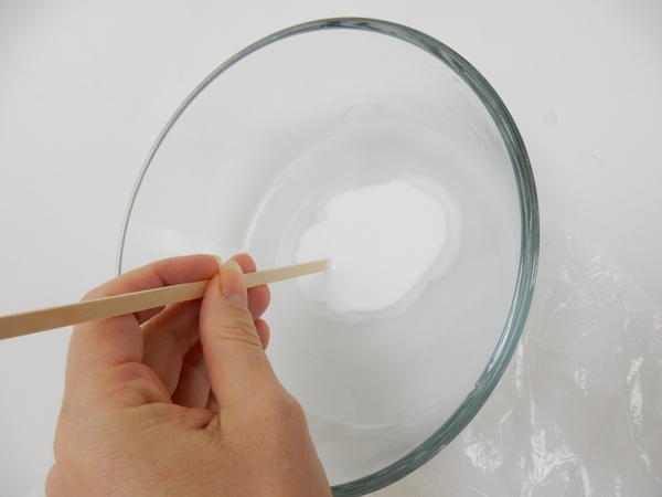 Pour wood glue in a bowl and thin with warm water Pour wood glue in a bowl and thin with warm water