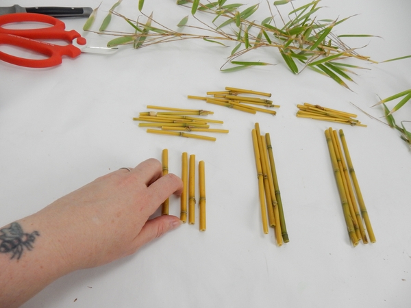 Cut the bamboo to size Cut the bamboo to size