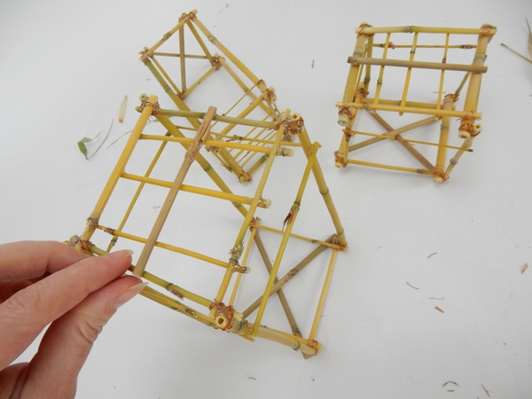 Add one more bamboo length to the bottom to give it strength Add one more bamboo length to the bottom to give it strength