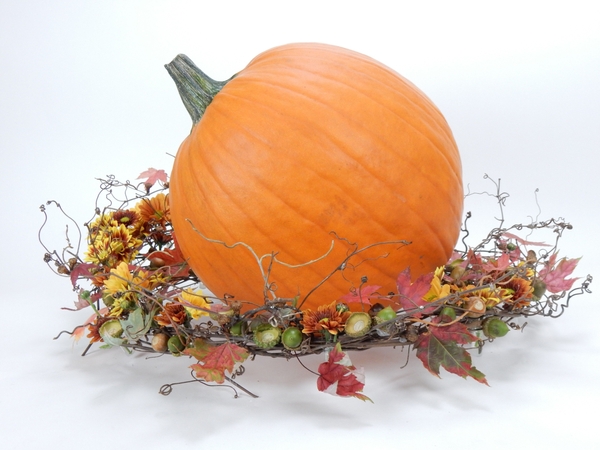 Pumpkin wreath display Pumpkin wreath display