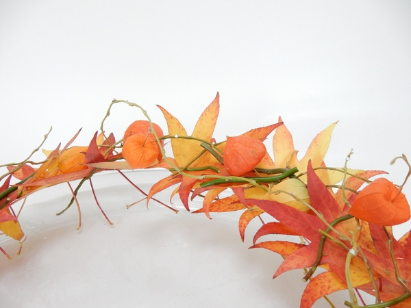 Stack leaves around the edge Stack leaves around the edge