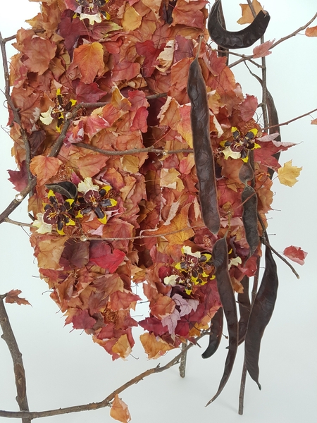 Oncidium orchid and Autumn leaf design Oncidium orchid and Autumn leaf design