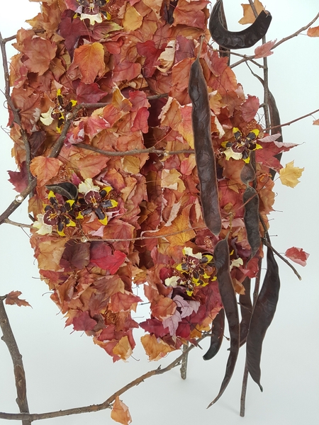 Oncidium orchid and Autumn leaf design