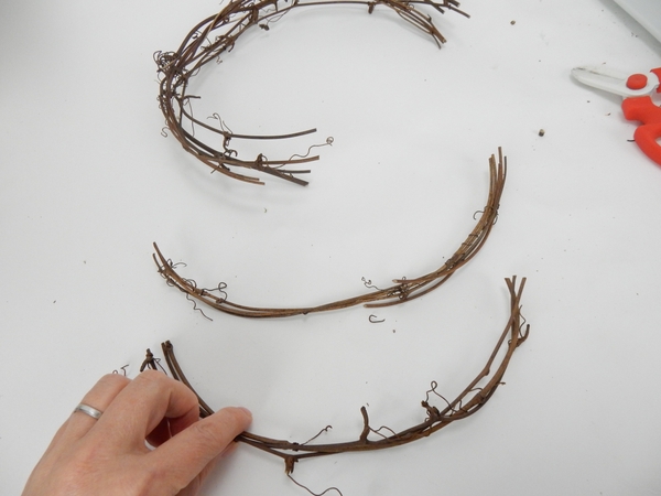 Secure the vine with decorative wire in bundles Secure the vine with decorative wire in bundles