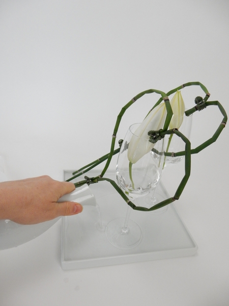 Fill the shallow container with water Fill the shallow container with water