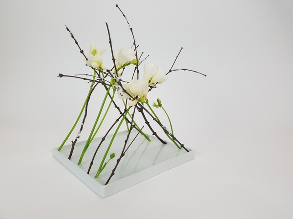 Frosted twig and freesia free standing armature design Frosted twig and freesia free standing armature design
