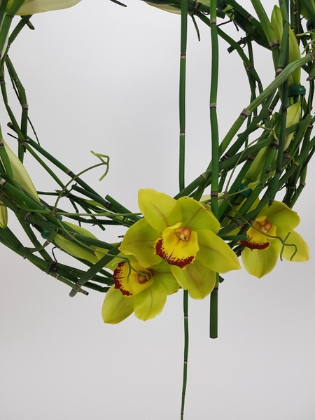 Lily, Cymbidium and Equietum wreath Lily, Cymbidium and Equietum wreath