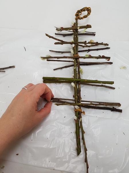 Add two more twigs to every horizontal twig Add two more twigs to every horizontal twig