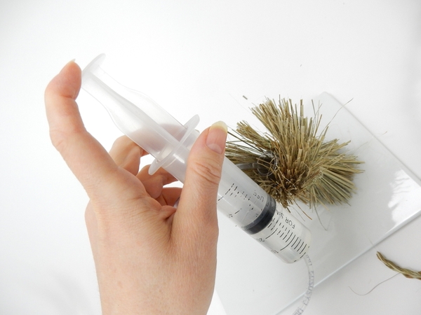 Fill the tube with water. Fill the tube with water.