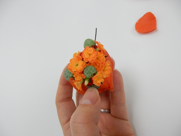Glue in a few rosary vine heart shaped leaves Glue in a few rosary vine heart shaped leaves