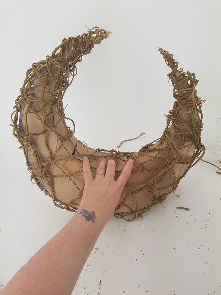 Set the willow armature aside so that the pliable stems can dry Set the willow armature aside so that the pliable stems can dry