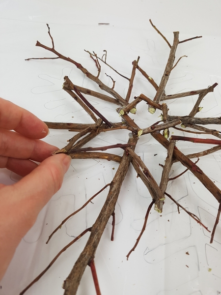 And glue in more twigs following the star shape And glue in more twigs following the star shape