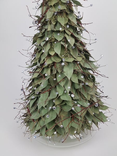 Eucalyptus leaf and crystal Christmas tree