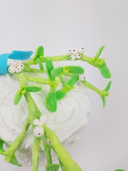 Frosting and fondant mistletoe Christmas cake Frosting and fondant mistletoe Christmas cake