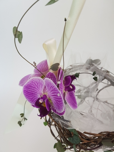 Bridal basket flower arrangement. Bridal basket flower arrangement.